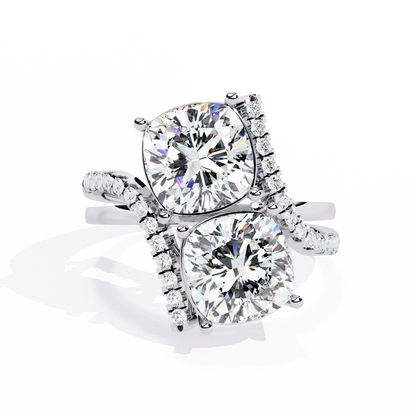 5.04Ct Round And Cushion Square Cut Diamond Elegance Timeless Stunning Dainty Bridesmaid Ring - HIGHCARAT DIAMONDS