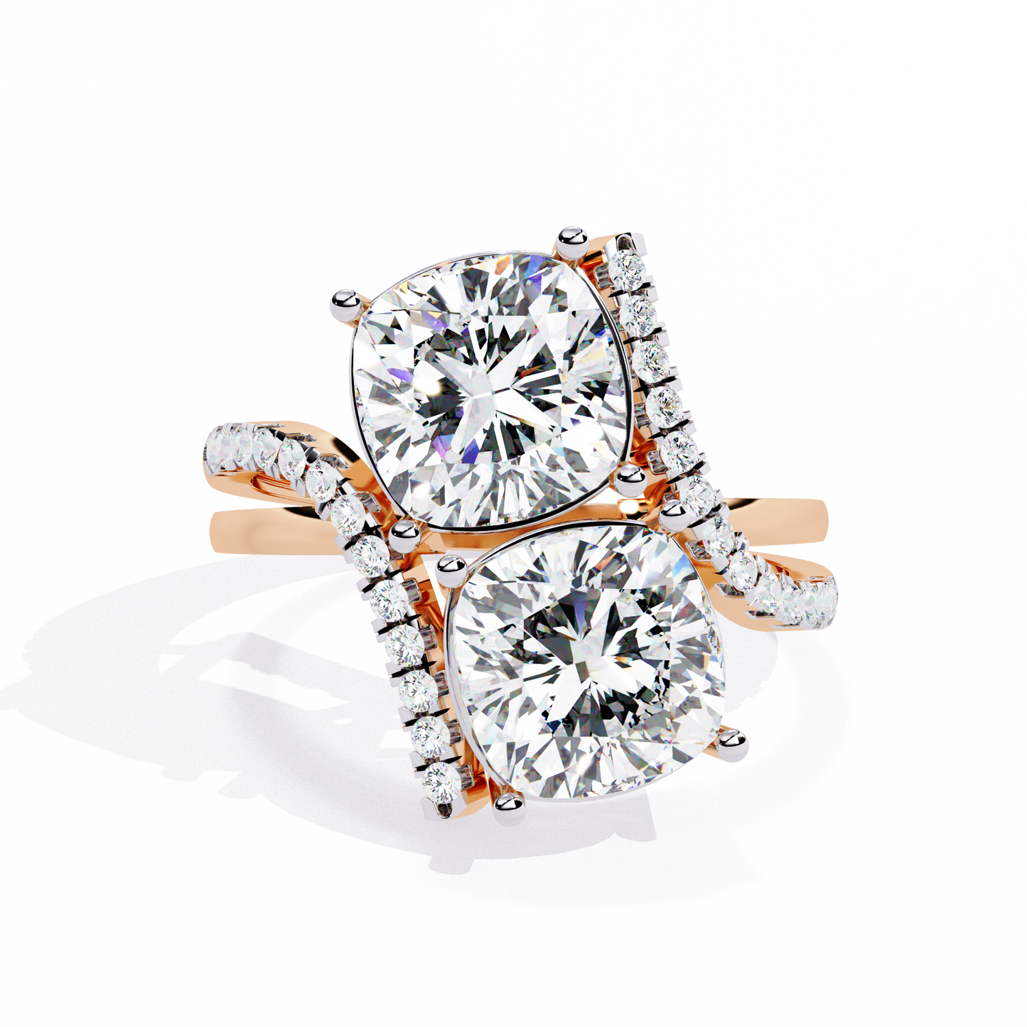 5.04Ct Round And Cushion Square Cut Diamond Elegance Timeless Stunning Dainty Bridesmaid Ring - HIGHCARAT DIAMONDS