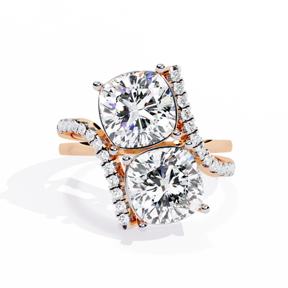 5.04Ct Round And Cushion Square Cut Diamond Elegance Timeless Stunning Dainty Bridesmaid Ring - HIGHCARAT DIAMONDS