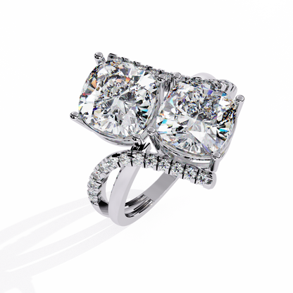 5.04Ct Round And Cushion Square Cut Diamond Elegance Timeless Stunning Dainty Bridesmaid Ring - HIGHCARAT DIAMONDS