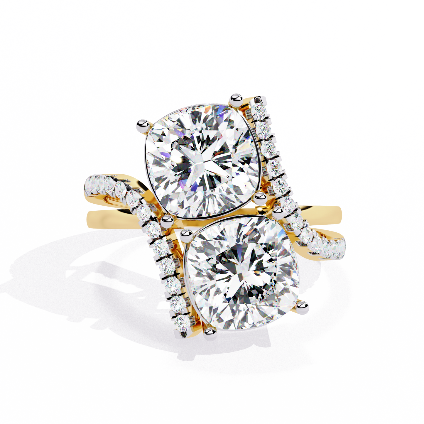 5.04Ct Round And Cushion Square Cut Diamond Elegance Timeless Stunning Dainty Bridesmaid Ring - HIGHCARAT DIAMONDS