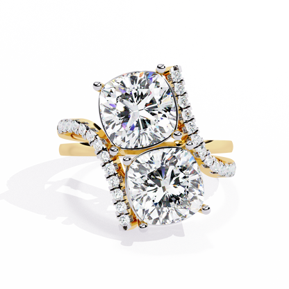 5.04Ct Round And Cushion Square Cut Diamond Elegance Timeless Stunning Dainty Bridesmaid Ring - HIGHCARAT DIAMONDS