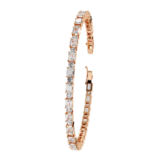 5.10Ct Emerald And Round Cut Diamond Elegant Minimalist Vintage Handmade Dainty Tennis Wedding Bracelet Gift For Women's - HIGHCARAT DIAMONDS