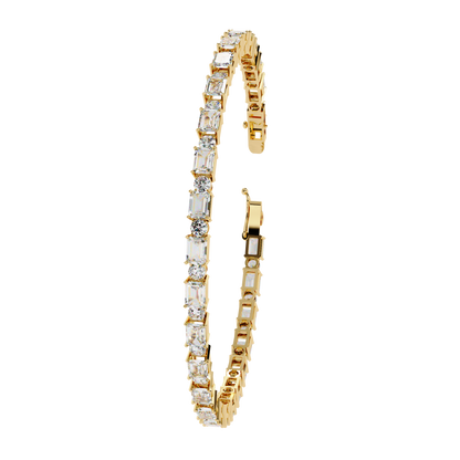 5.10Ct Emerald And Round Cut Diamond Elegant Minimalist Vintage Handmade Dainty Tennis Wedding Bracelet Gift For Women's - HIGHCARAT DIAMONDS