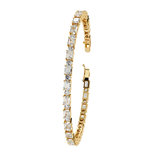 5.10Ct Emerald And Round Cut Diamond Elegant Minimalist Vintage Handmade Dainty Tennis Wedding Bracelet Gift For Women's - HIGHCARAT DIAMONDS