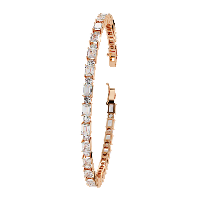 5.10Ct Emerald And Round Cut Diamond Elegant Minimalist Vintage Handmade Dainty Tennis Wedding Bracelet Gift For Women's - HIGHCARAT DIAMONDS