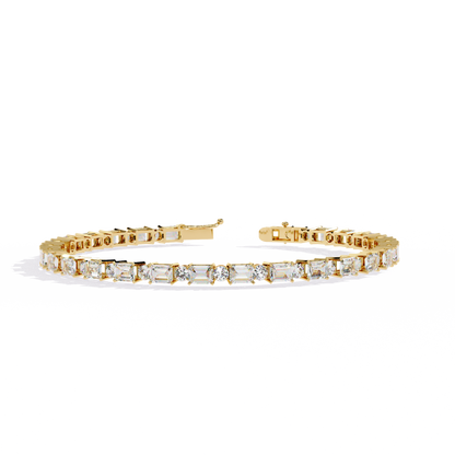 5.10Ct Emerald And Round Cut Diamond Elegant Minimalist Vintage Handmade Dainty Tennis Wedding Bracelet Gift For Women's - HIGHCARAT DIAMONDS