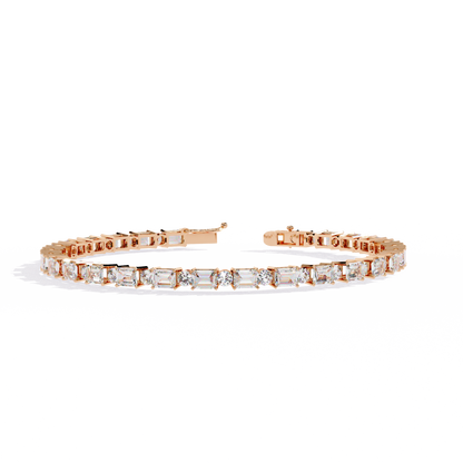 5.10Ct Emerald And Round Cut Diamond Elegant Minimalist Vintage Handmade Dainty Tennis Wedding Bracelet Gift For Women's - HIGHCARAT DIAMONDS