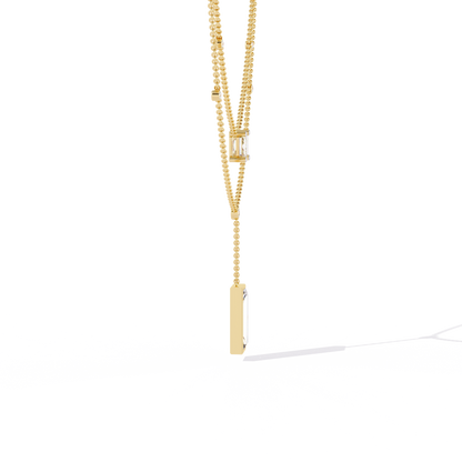 5.47 Ct Emerald , Baguette And Round Lab Grown  Cut Diamond Unique Art Deco Dainty Necklace For Her - HIGHCARAT DIAMONDS