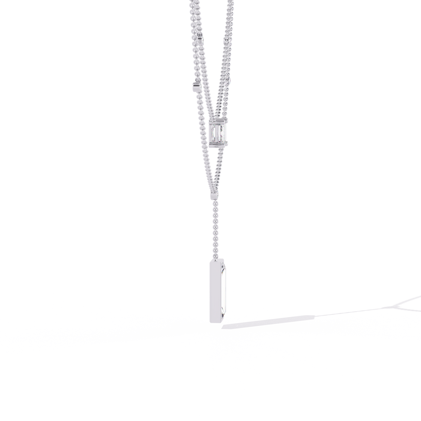 5.47 Ct Emerald , Baguette And Round Lab Grown  Cut Diamond Unique Art Deco Dainty Necklace For Her - HIGHCARAT DIAMONDS