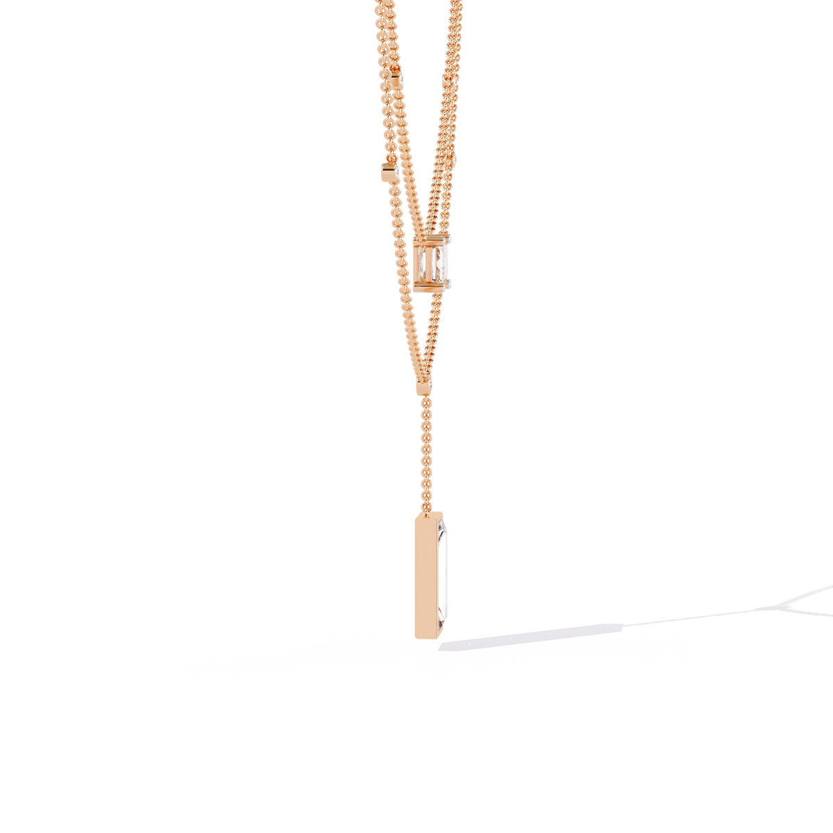 5.47 Ct Emerald , Baguette And Round Lab Grown  Cut Diamond Unique Art Deco Dainty Necklace For Her - HIGHCARAT DIAMONDS