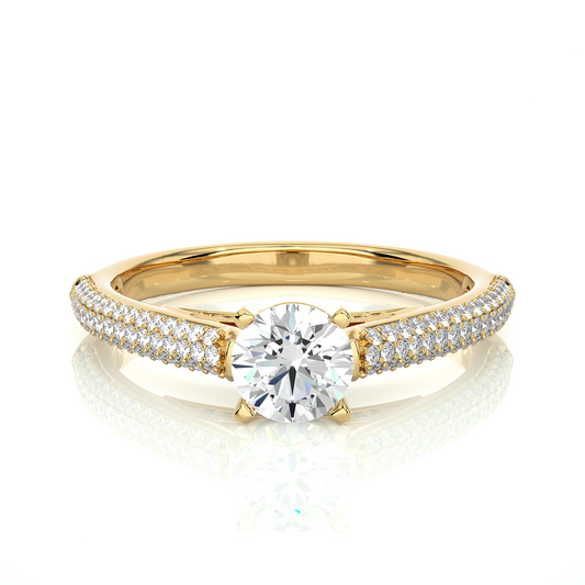 5.70 Ct Round Shaped Lab Grown  Diamond 18k Solid Gold With Side Stone Stunning Engagement Ring For Her