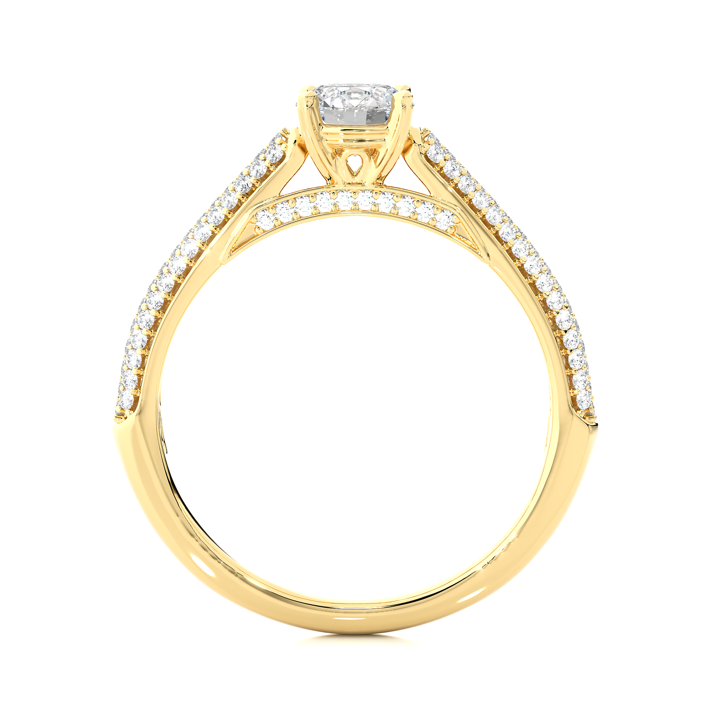 5.70 Ct Round Shaped Lab Grown  Diamond 18k Solid Gold With Side Stone Stunning Engagement Ring For Her - HIGHCARAT DIAMONDS