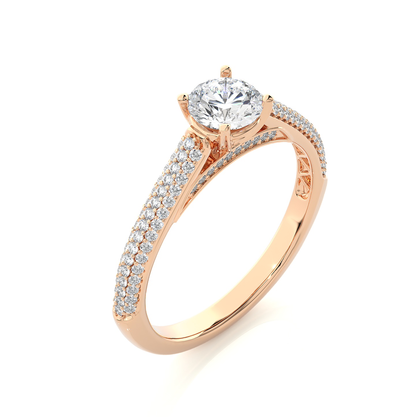 5.70 Ct Round Shaped Lab Grown  Diamond 18k Solid Gold With Side Stone Stunning Engagement Ring For Her - HIGHCARAT DIAMONDS