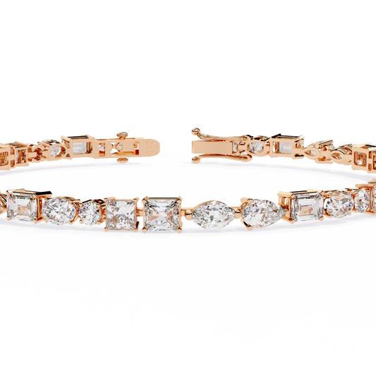 5.74Ct Multi Shape Lab Grown Daimond Unique Perfect Dainty Handcrafted Statement Tennis Bracelet Annivrasry Gift For Her - HIGHCARAT DIAMONDS