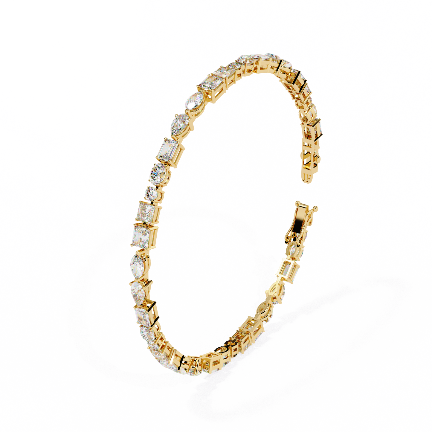 5.74Ct Multi Shape Lab Grown Daimond Unique Perfect Dainty Handcrafted Statement Tennis Bracelet Annivrasry Gift For Her - HIGHCARAT DIAMONDS
