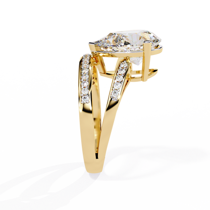 5.78Ct Pear And Round Cut Diamond Antique Vintage 10k Yellow Gold  Elegant Statement Dazzling Ring