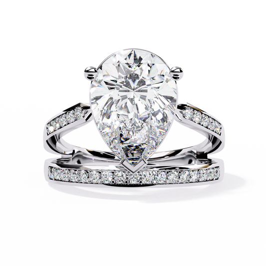 5.78Ct Pear And Round Cut Diamond Antique Vintage 10k Yellow Gold  Elegant Statement Dazzling Ring - HIGHCARAT DIAMONDS
