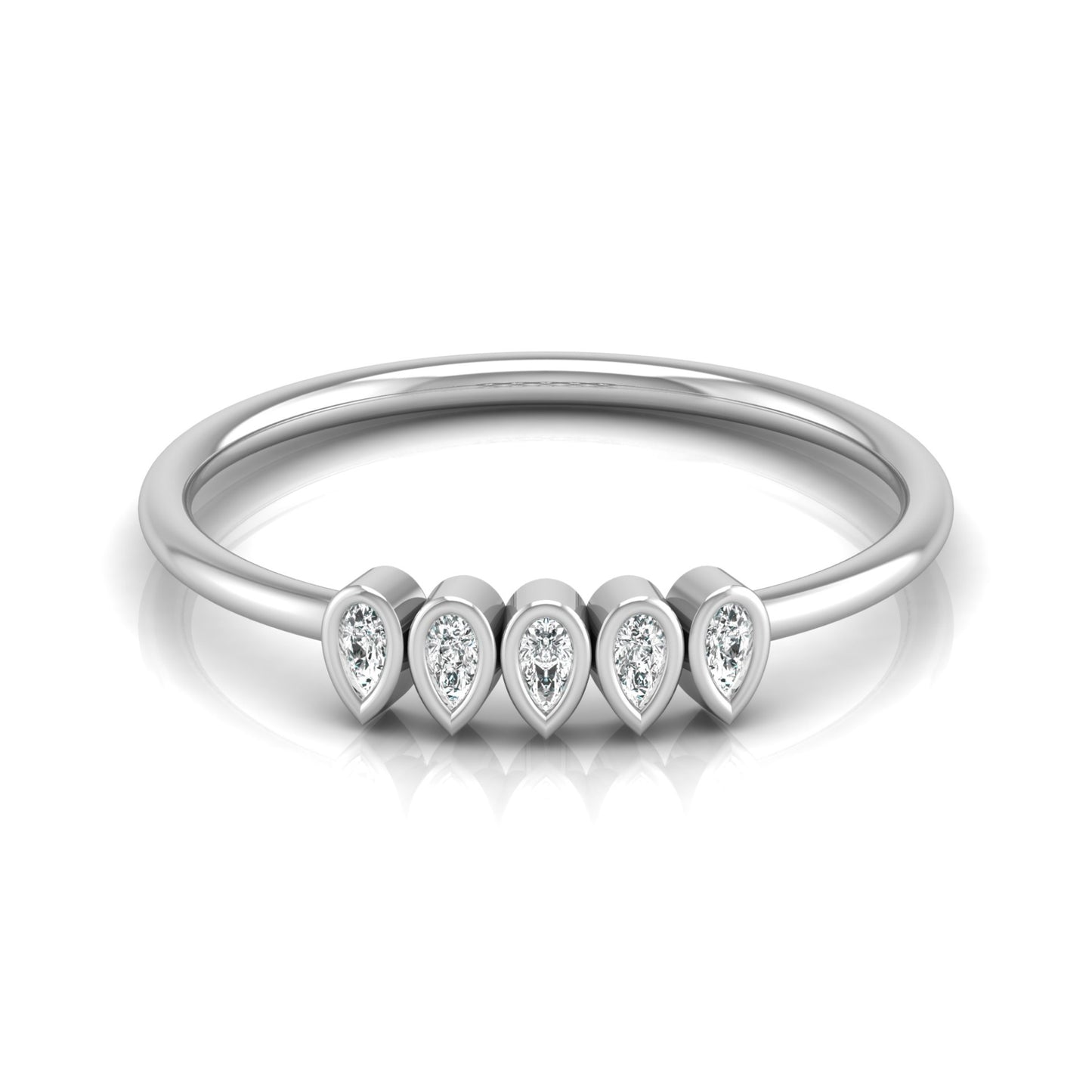 5 Stone Pear Cut Bezel Set Diamond Wedding Ring in 14KT Gold Lab Grown or Natural for Her - HIGHCARAT DIAMONDS