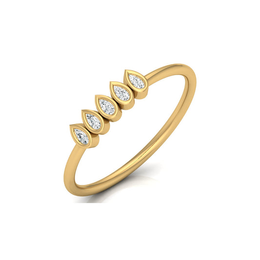 5 Stone Pear Cut Bezel Set Diamond Wedding Ring in 14KT Gold Lab Grown or Natural for Her - HIGHCARAT DIAMONDS