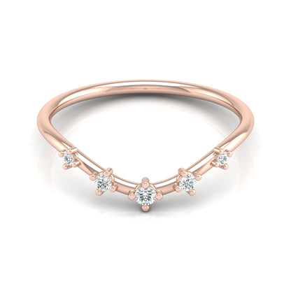 Lightweight 5-Stone V Shaped Round Diamond Ring for Women's Elegant Solid Gold Design - HIGHCARAT DIAMONDS