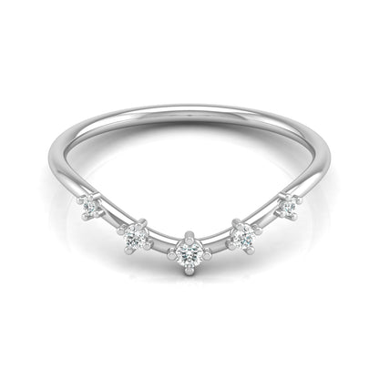 Lightweight 5-Stone V Shaped Round Diamond Ring for Women's Elegant Solid Gold Design - HIGHCARAT DIAMONDS