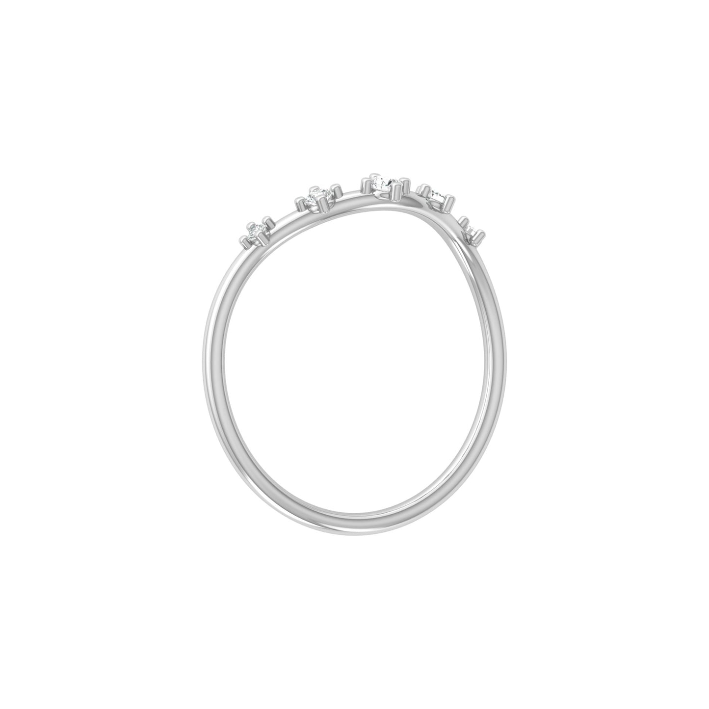 Lightweight 5-Stone V Shaped Round Diamond Ring for Women's Elegant Solid Gold Design - HIGHCARAT DIAMONDS