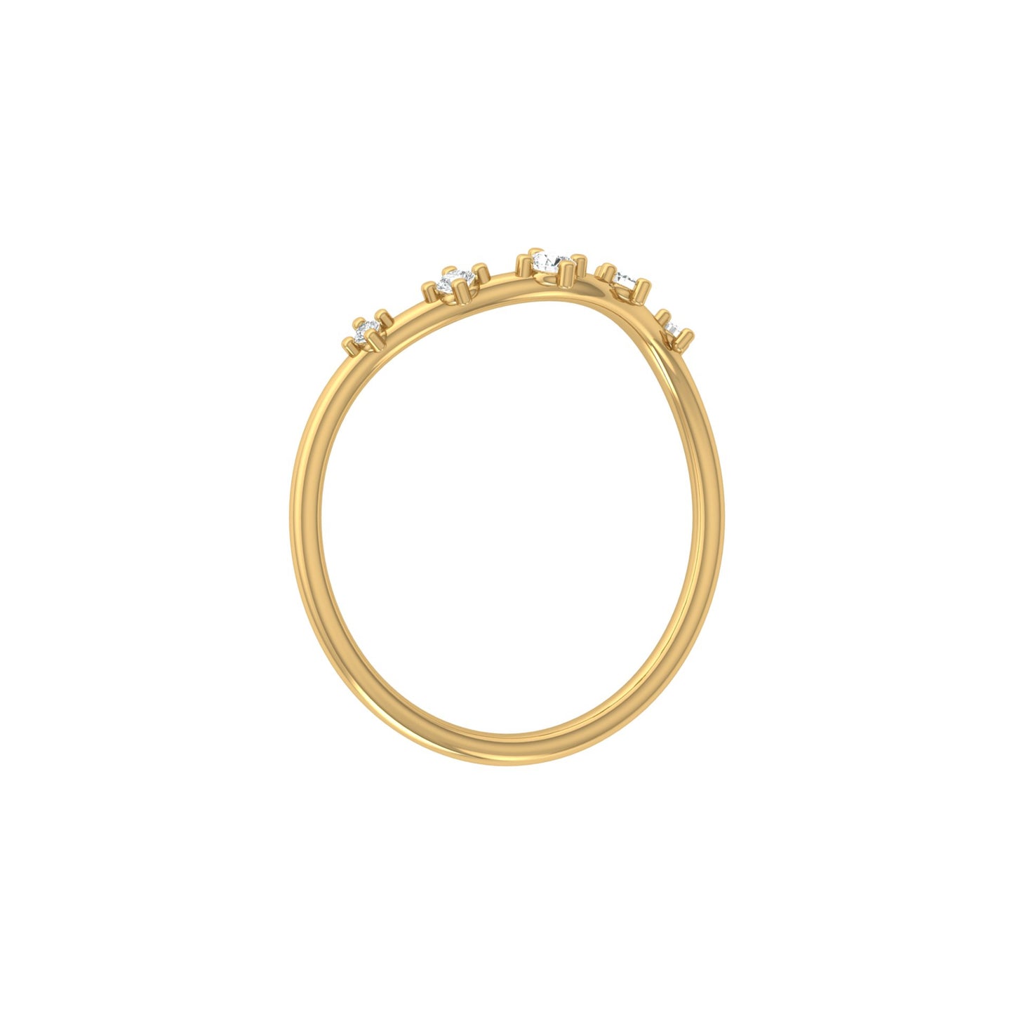 Lightweight 5-Stone V Shaped Round Diamond Ring for Women's Elegant Solid Gold Design - HIGHCARAT DIAMONDS
