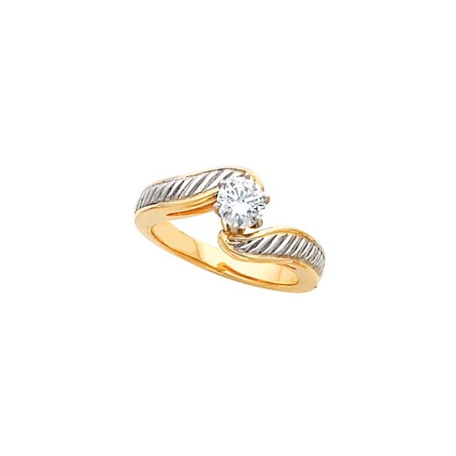 14K White  Round Diamond Engagement Ring Mounting