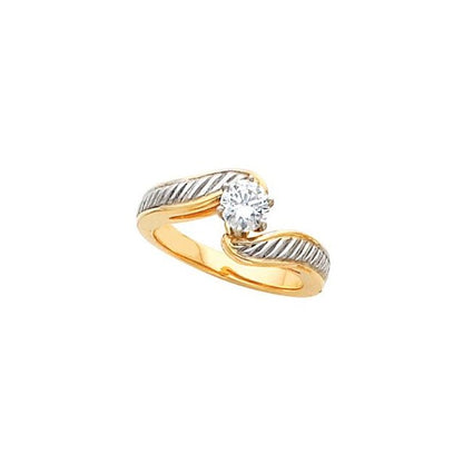 14K White  Round Diamond Engagement Ring Mounting