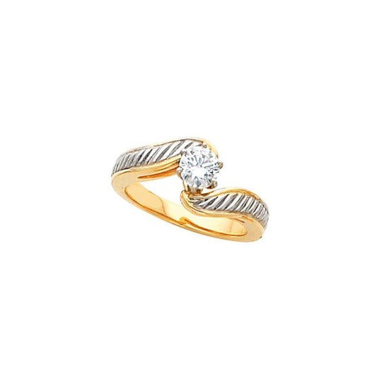 14K White  Round Diamond Engagement Ring Mounting