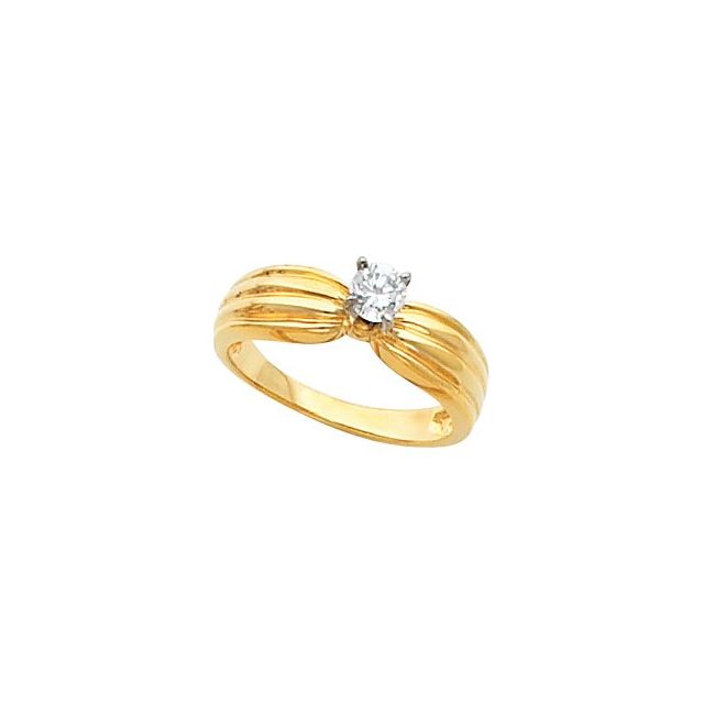 18K Yellow Gold Round Diamond Ring With Peg Shank