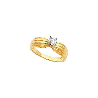 18K Yellow Gold Round Diamond Ring With Peg Shank