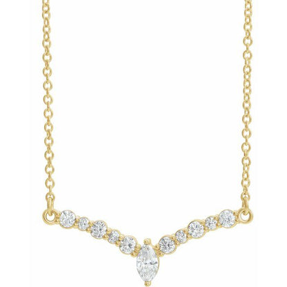 14K White 1/3 CTW Natural Diamond V 16" Necklace