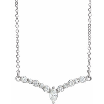 14K White 1/3 CTW Natural Diamond V 16" Necklace
