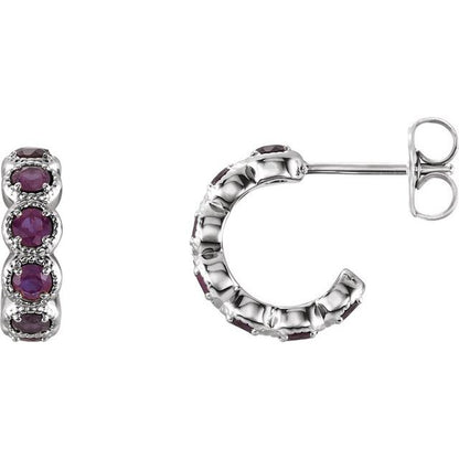 14K White Lab-Grown Alexandrite Hoop Earrings