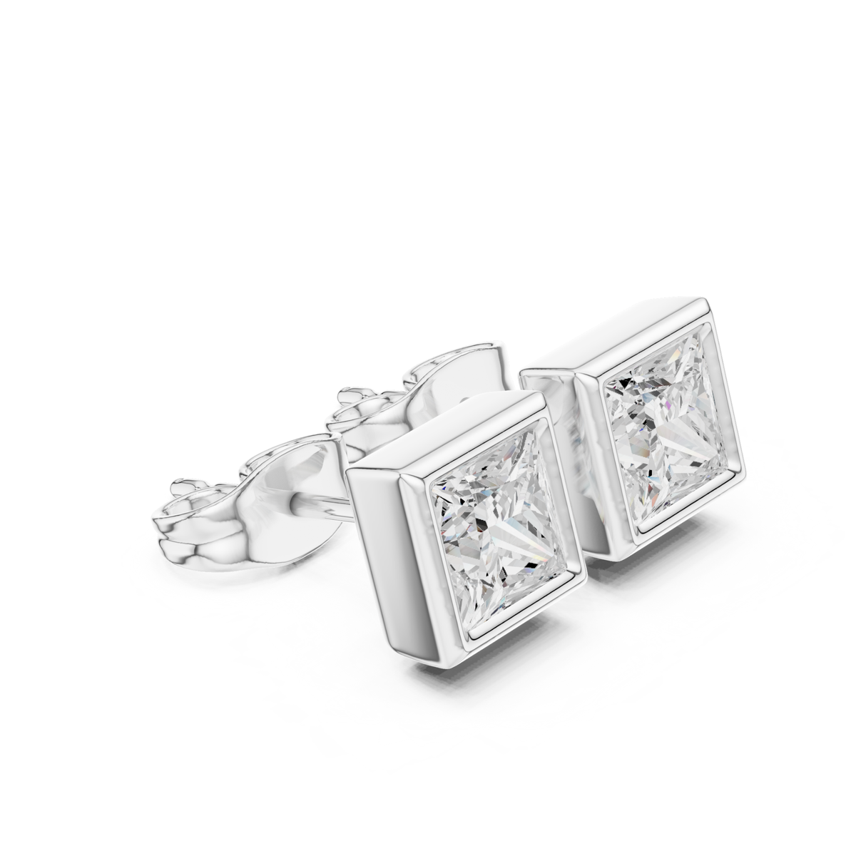 Princess Cut Lab Grown Diamond Vintage Stud Earrings