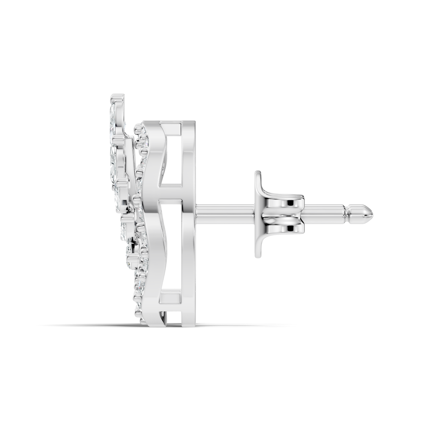 Marquise Cut Lab grown Diamond Leaf Halo Stud Earring