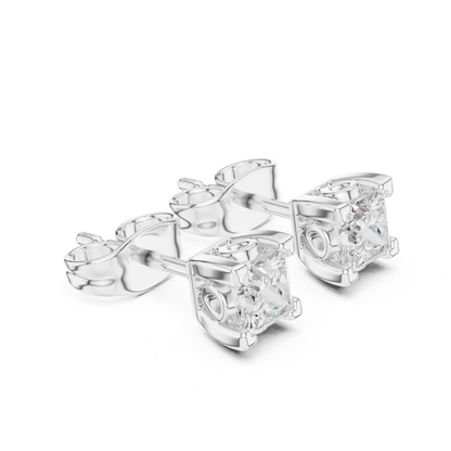 Princess Cut Lab Grown Classic Studs Solitaire Diamond Earring
