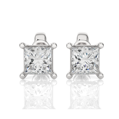 1 Carat Princess Cut Lab Grown Diamond Stud Earrings