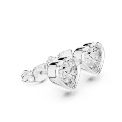 Heart Cut Lab Grown Diamond Vintage Stud Earrings
