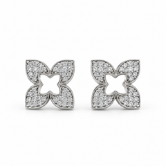 Lily Floral Shape Lab Grown Diamond Stud Earring