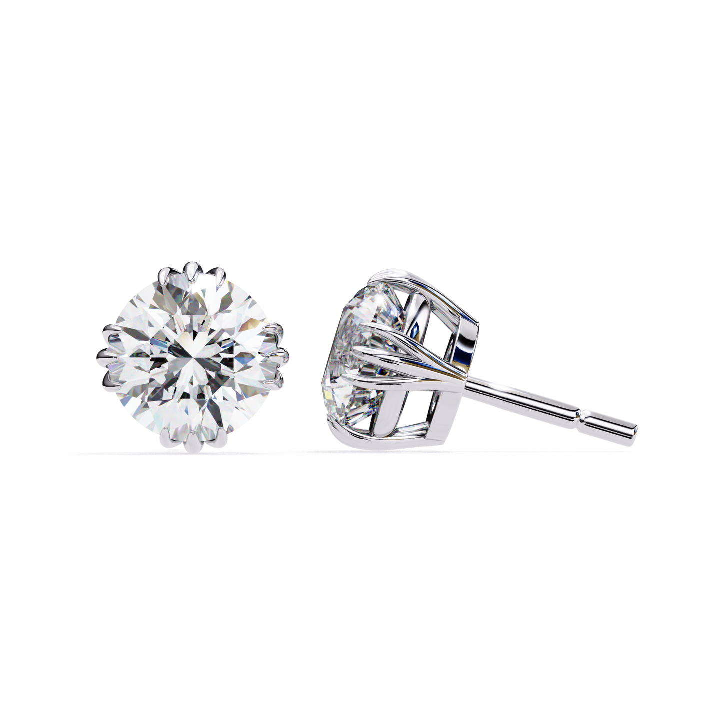 2.80Ct Round Cut Top Grade Diamond Minimalist Elegant Dainty Pave Set Push Back Stud Earring For Gift