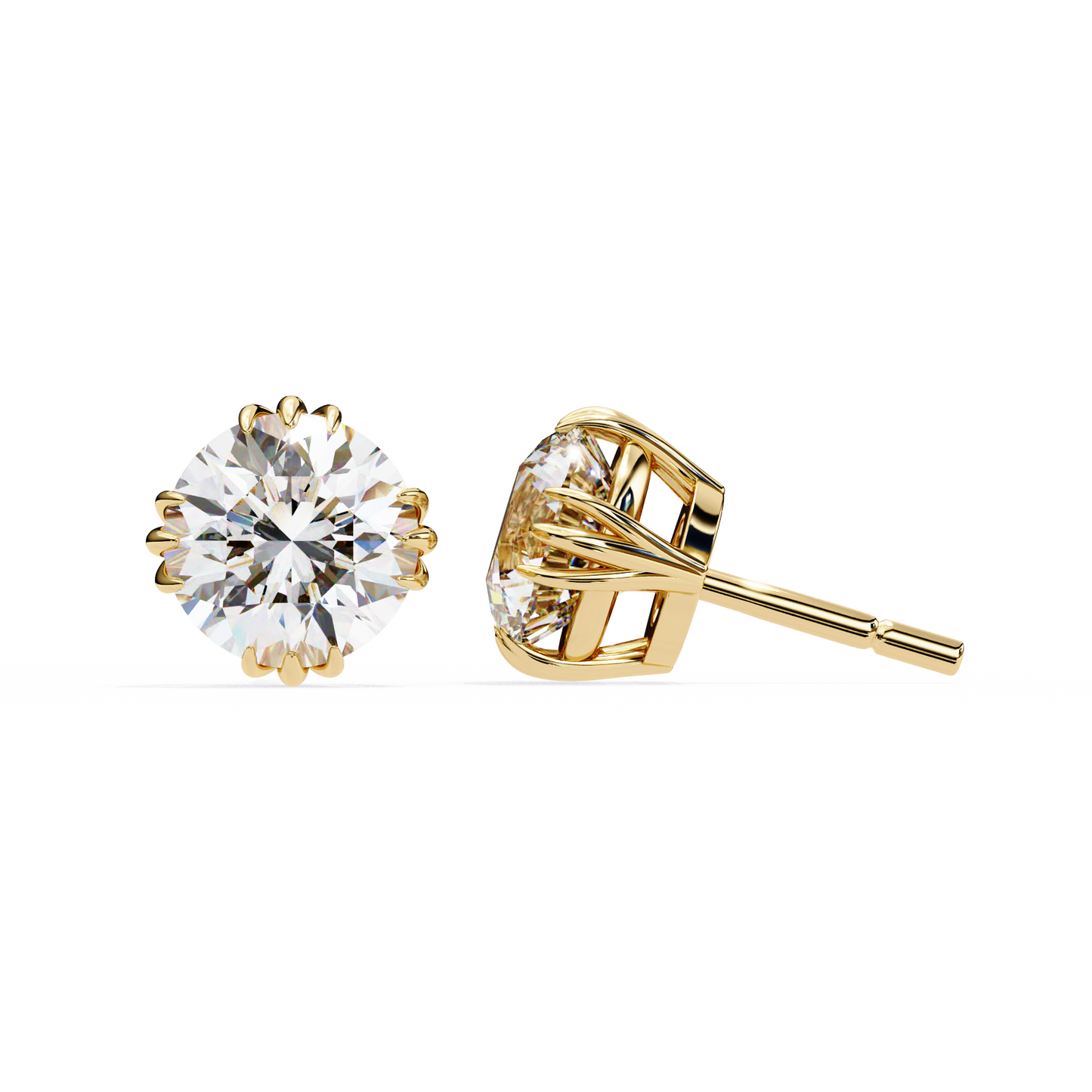 2.80Ct Round Cut Top Grade Diamond Minimalist Elegant Dainty Pave Set Push Back Stud Earring For Gift