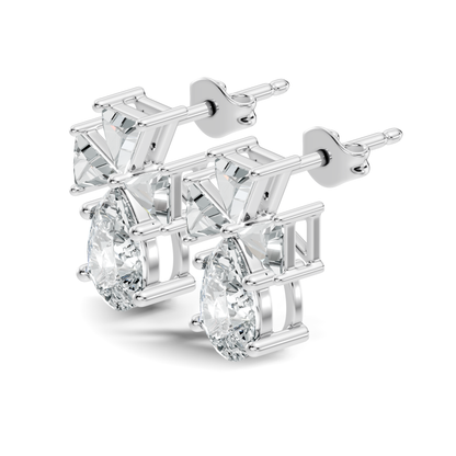 Triangle & Pear Lab Grown Diamond Vinatge Stud Earring
