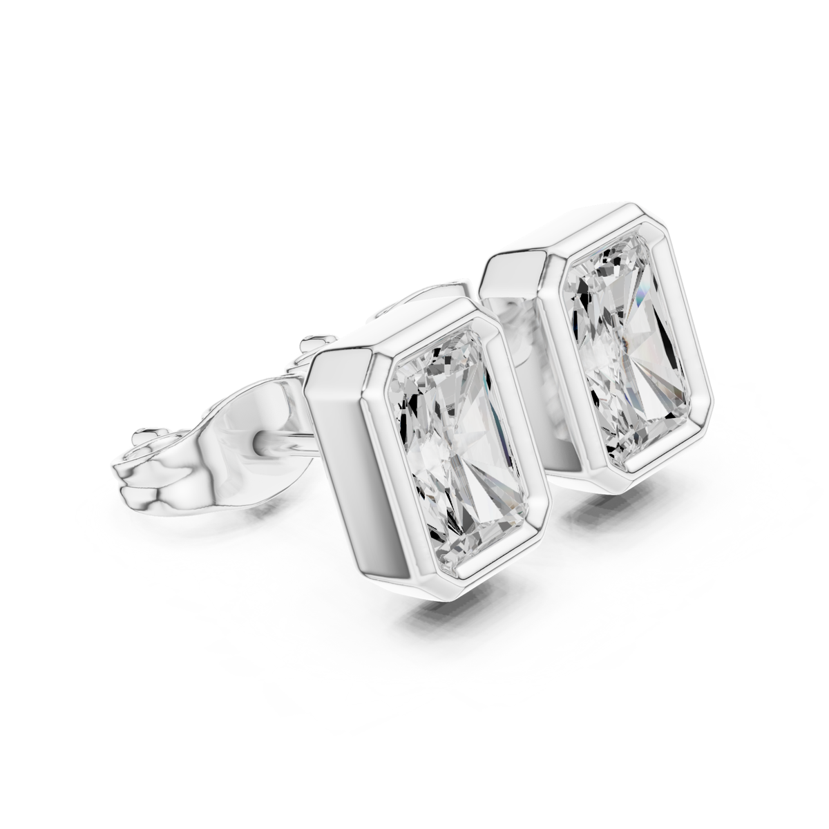 Radiant Cut Lab Grown Diamond Vintage Stud Earrings