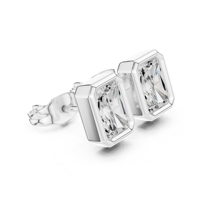 Radiant Cut Lab Grown Diamond Vintage Stud Earrings