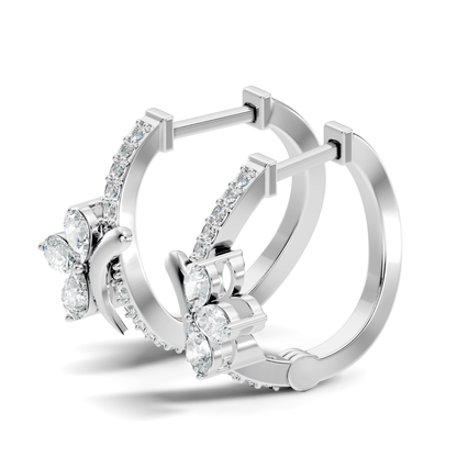 Pear and Round Cut Lab Grown Diamond Hinged Hoop Earring