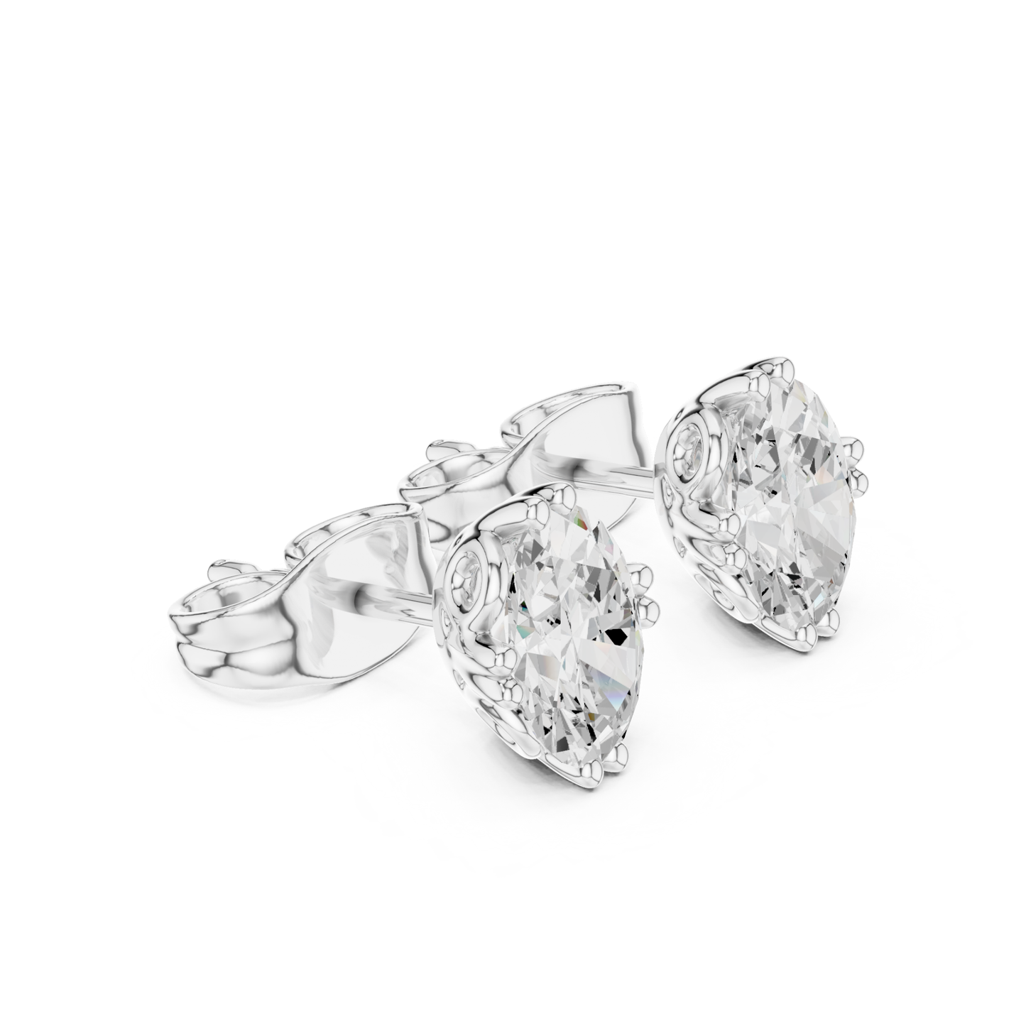 Oval Lab Grown Diamond Solitaire Rose Gold Stud Earring