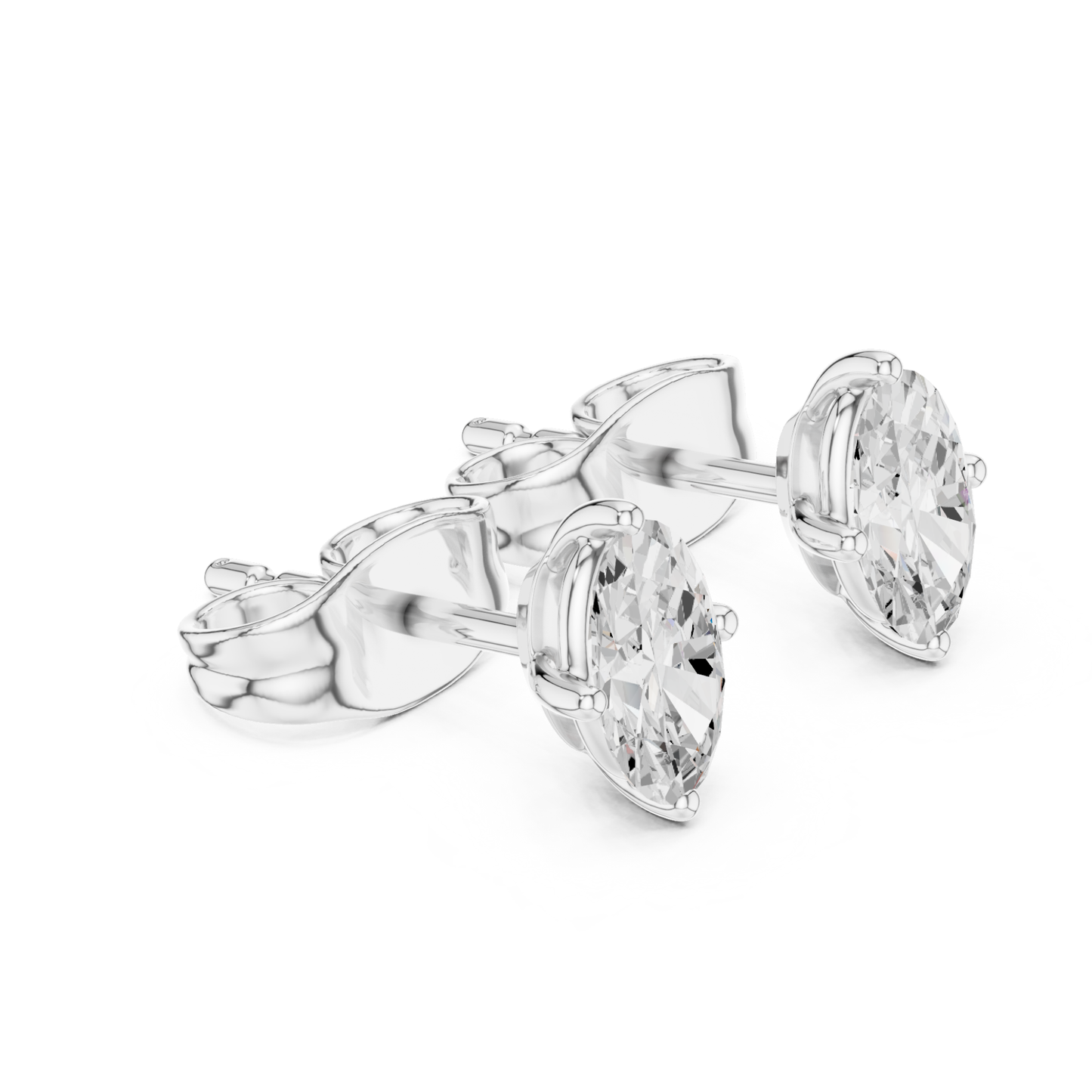 Oval Cut Lab Grown Diamond Solitaire 4 Prong Set Stud Earring